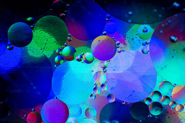 space from drops of oil in water (top view)