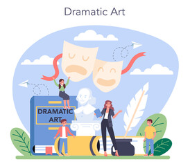 Drama class concept. Children creative subject, school play. Kid studying