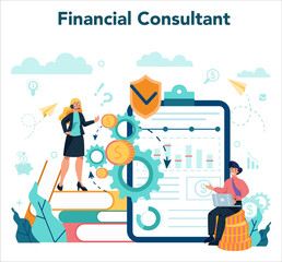 Financial advisor or financier concept. Business character making