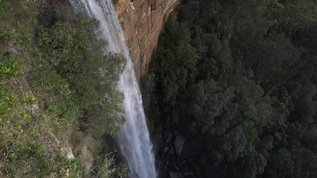 top to base tilt down clip of fitzroy falls at morton national park in the nsw southern highlands of australia