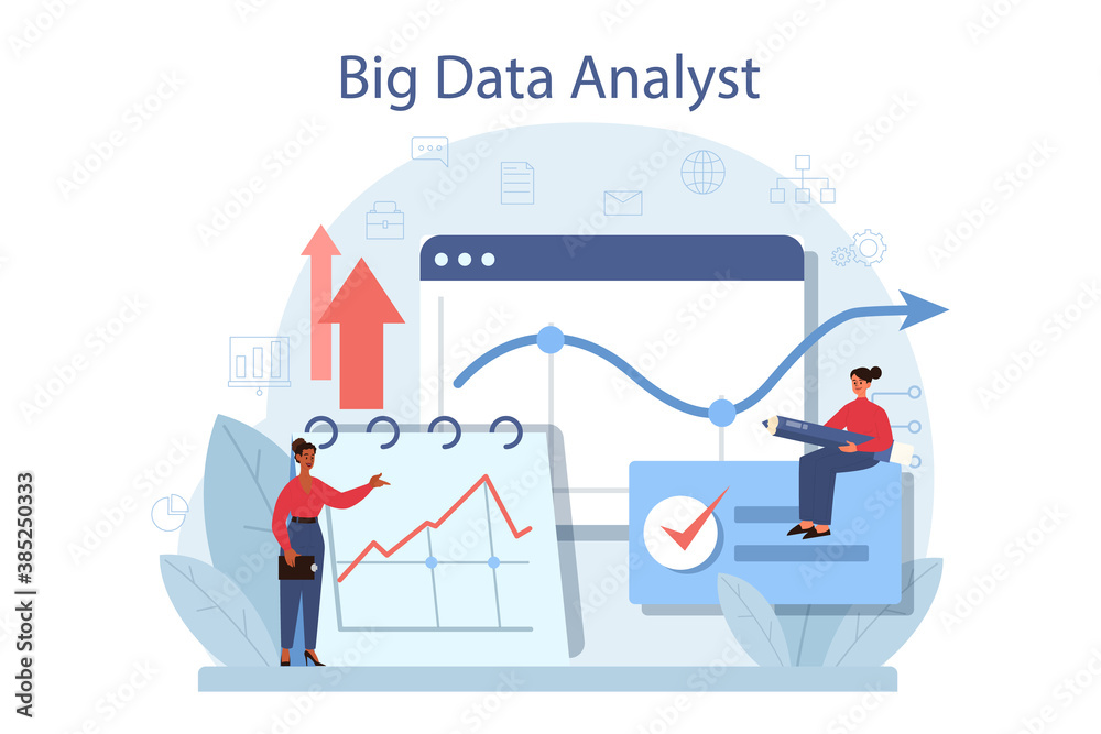 Poster business big data analysis and analytics concept. chart and graph