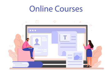 Copywriter online service or platform. Idea of writing texts,