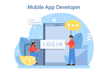 Mobile app development concept. Modern technology and smartphone