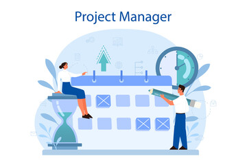 Project management concept. Successful strategy, motivation and leadership