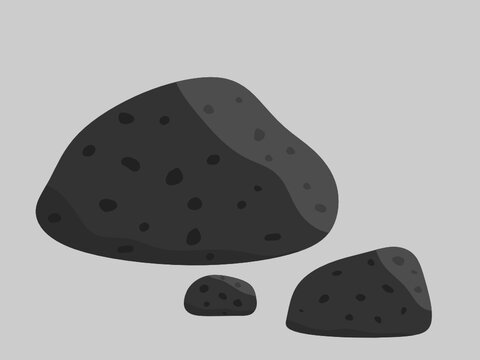 Dark colored basalt hand specimen vector .Mafic extrusive igneous rock