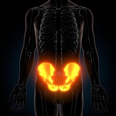 3d illustration of human skeleton hip or pelvic bone anatomy