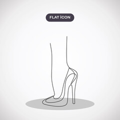 Women's high-heeled shoes. line icon-continuous line drawing