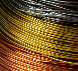 Gold, silver and brown wires