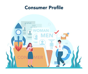 Consumer profile. Advertising and marketing concept. Business