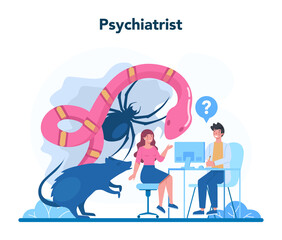 Psychiatrist concept. Mental health diagnostic. Doctor treating