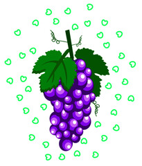 Purple Coloured grapes. An icon of a grape fruit.