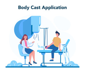 Traumatologist and trauma surgery doctor. Injured limb, broken