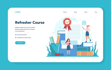 Refresher course web banner or landing page. Searching for work