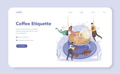 Barista concept web banner or landing page. Bartender making