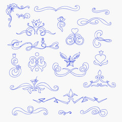 frames and corner, doodle style, isolated vector illustration.