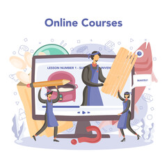 Restaurant chef cooking rolls and sushi online service or platform