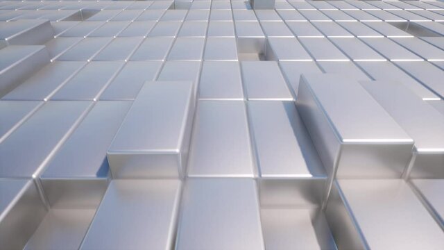 Realistic abstract metal boxes Top view 4k