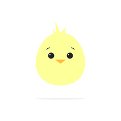 Chick head flat icon. Animal cute chick face vector illustration. Isolated on white background.