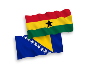 Flags of Bosnia and Herzegovina and Ghana on a white background