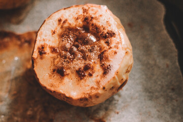 baked apple with cinnamon, ginger and honey