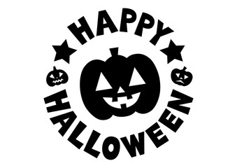 ハロウィンのかぼちゃのロゴイラスト（黒）