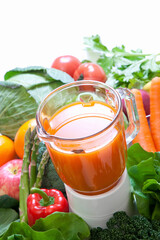 ジューサーと野菜果物の集合写真