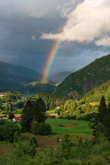 rainbow over the mountains in Norway 