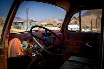 Abandoned truck in a ghost town 