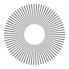 Circular radial, radiating lines, beams, rays. Geometric circle vector illustration. Cyclic loop concentric pattern