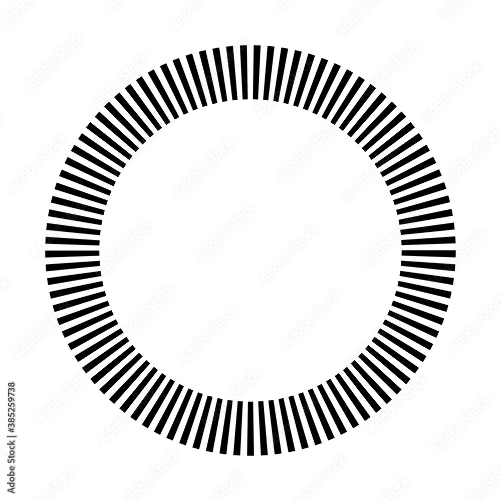 Poster Circular radial, radiating lines, beams, rays. Geometric circle vector illustration. Cyclic loop concentric pattern