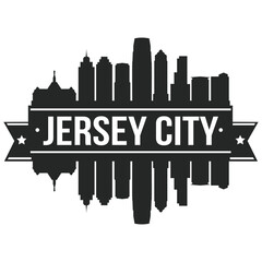 Jersey City Skyline Silhouette City Vector Design Art Stencil.