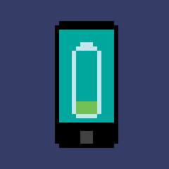 Mobile phone pixel art. Vector picture.