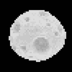 Asteroid on black background. 3d rendering. Picture rock. White 	Asteroid pixel art.