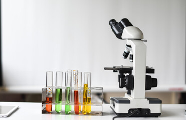 The equipment in the scientific laboratory is very important.