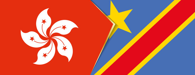 Hong Kong and DR Congo flags, two vector flags.