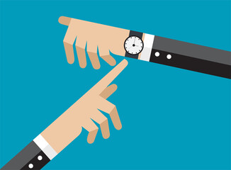 Business people hand pointing on a watch