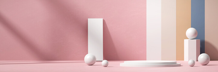 Abstract Minimal Podium Mock Up Stand Platform for Product Advertising and Commercial 3D Background rendering