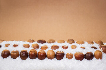 like snowy crocks, comparing the height of acorns, neck and neck.