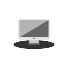Monitor icon gray with shadow on white background. Vector EPS10