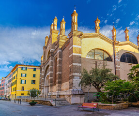Chiesa di Santa Maria del Carmine Saint Maria of Carmine catholic church facade, Gothic style...