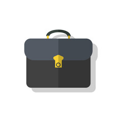 Study bag icon. Black study briefcase on a white background with a shadow. Back to school. School theme. Vector EPS10