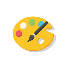 Artist palette icon with colored paints on white background with shadow. School palette for painting. Back to school. School theme. September 1. Vector EPS10