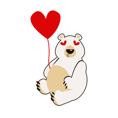 Obraz na płótnie Canvas vector polar bear love 14 february valentine's day red heart