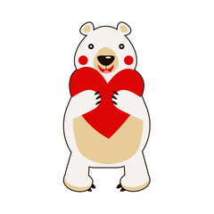vector polar bear love 14 february valentine's day red heart
