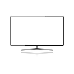 Realistic gray TV on white background with shadow. Vector EPS10.