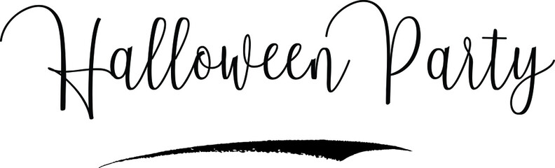 Halloween Party Cursive Calligraphy Text Black Color Text On White Background © Image Lounge