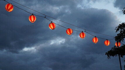 Osaka japanese don festival lanterns by night