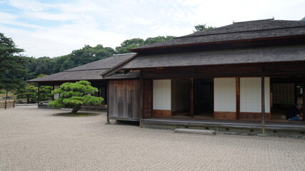 Fototapeta na wymiar Zen Japanese park, Traditional Japanese tea house