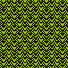 Fototapeta premium 和柄・青海波（せいがいは）のベクターイラストC 緑地色