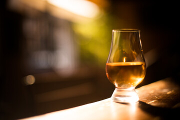 Close up shot a Glencairn whisky glass